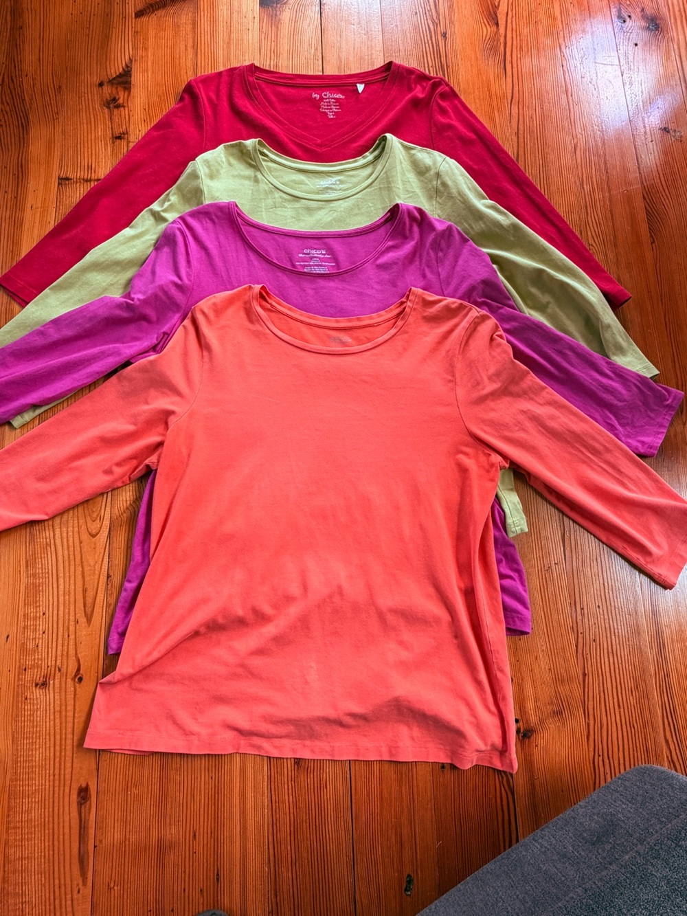 Lot of 4 Chico’s Ultimate & Cotton Tees Sz 2 (large) 3/4 sleeves